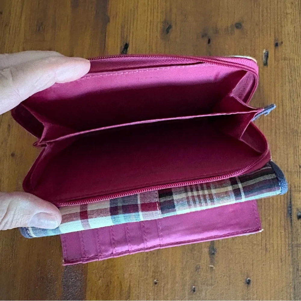 Disney Parks Vintage Hobo Madras Plaid Embroidered Mickey Preppy Bag/Wallet